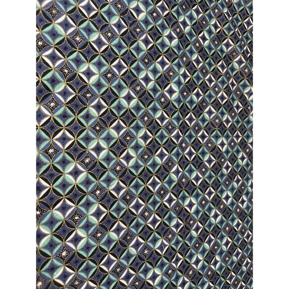 Geometric Blue & Green Pattern Fabric 11" x 35" Cotton Material Crafting Quiltin - Picture 2 of 6